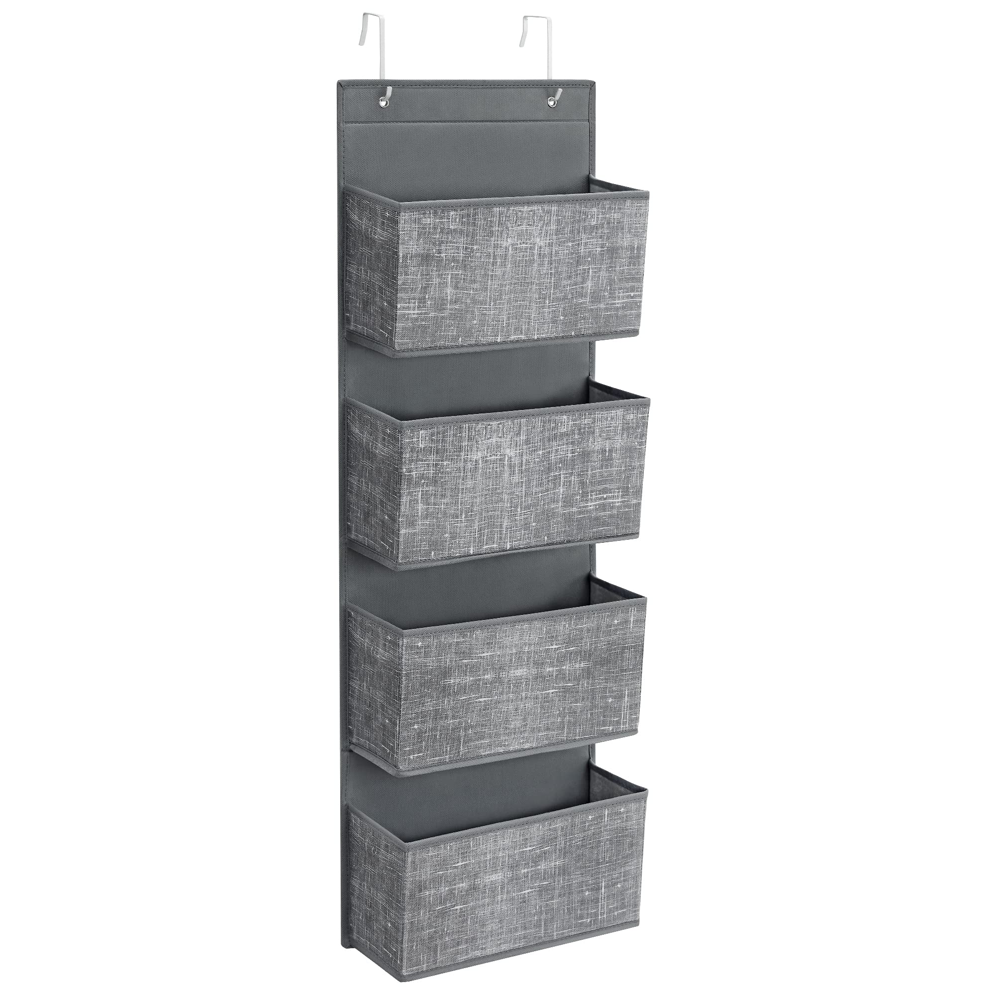 SONGMICS Over-Door Storage Organiser, Hanging Storage with 4 Compartments, Wardrobe Storage Organiser, for Bedroom, Office, 12 x 33.5 x 100 cm, Mottled Grey RDH004G11