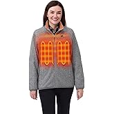 ORORO [Upgraded] Women’s 4-Zone Fleece Heated Jacket with Heated Collar, Heating Fleece Jacket with Rechargeable Battery