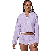 Florence by Mills Women's Micro-Plaid Poplin Crop Sleep Shirt