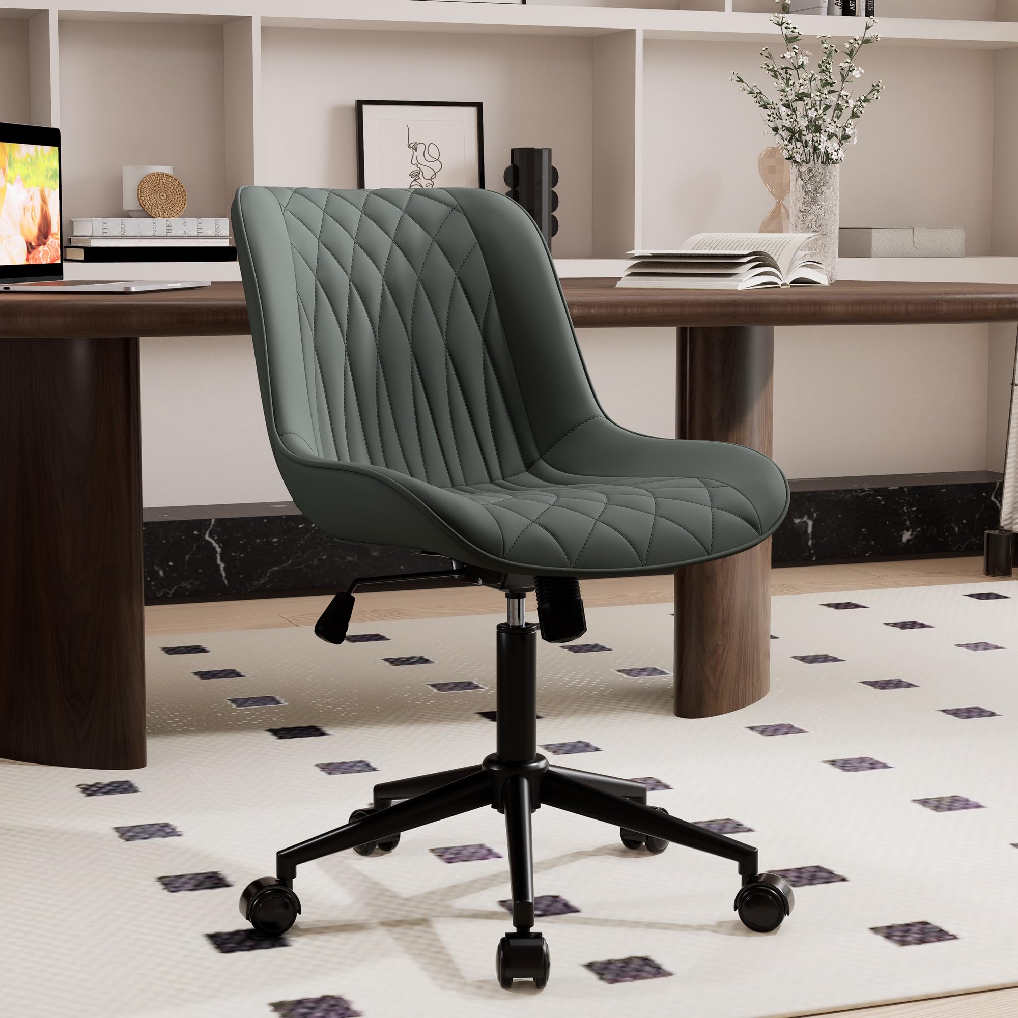 YOUNIKE Ergonomic Home Office Desk Chair Comfy Small Criss Cross Chair