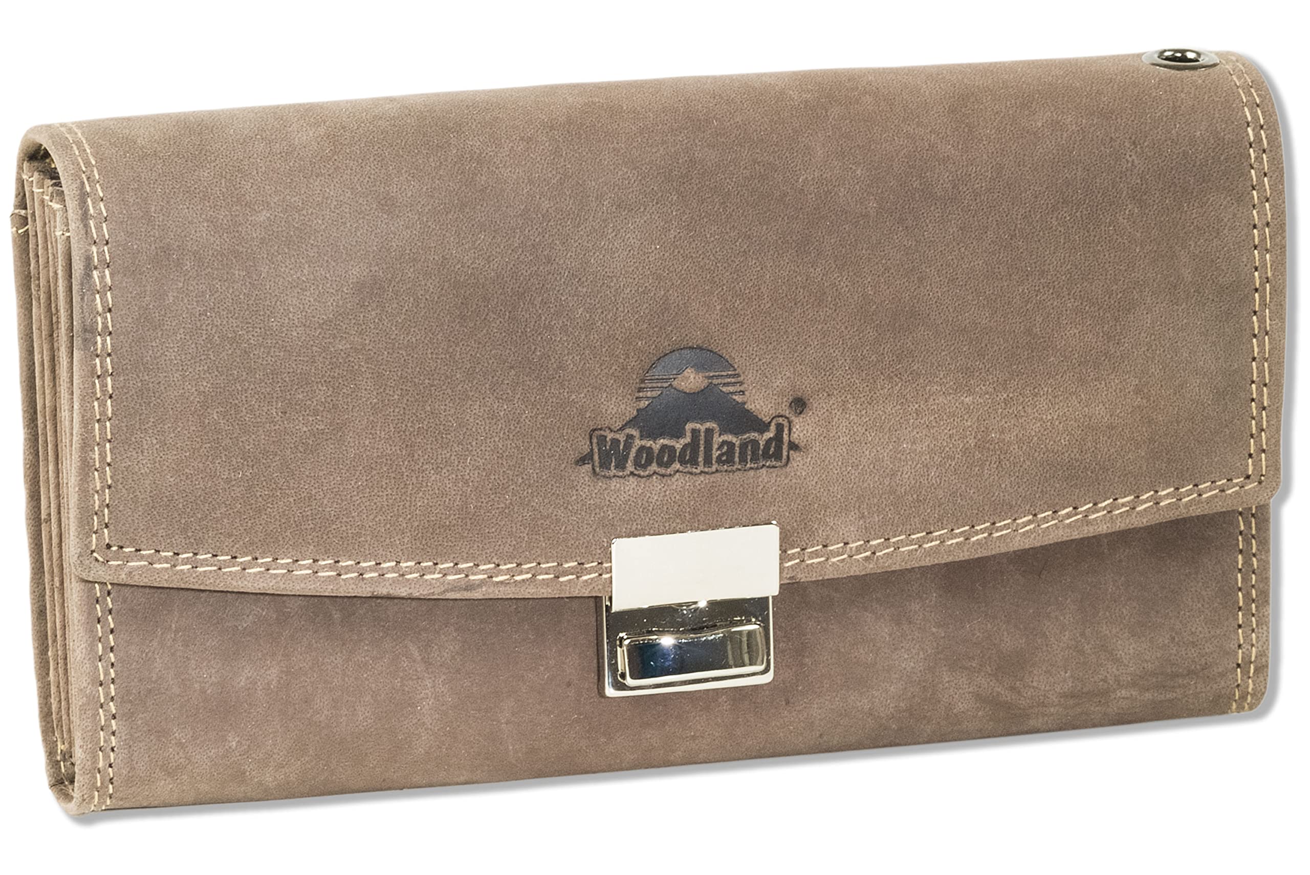 Waiter's Purse with Extra Reinforced Bottom in Hard Cash Compartment Made of Natural Buffalo Leather in Dark-Brown/Taupe