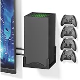 Wall Mount with 4 Controller Holder Kits &ndash; Metal Console Holder with Ventilated Base and Anti-Scratch Pads &ndash; Space-Saving Wall Bracket, for Xbox Series X