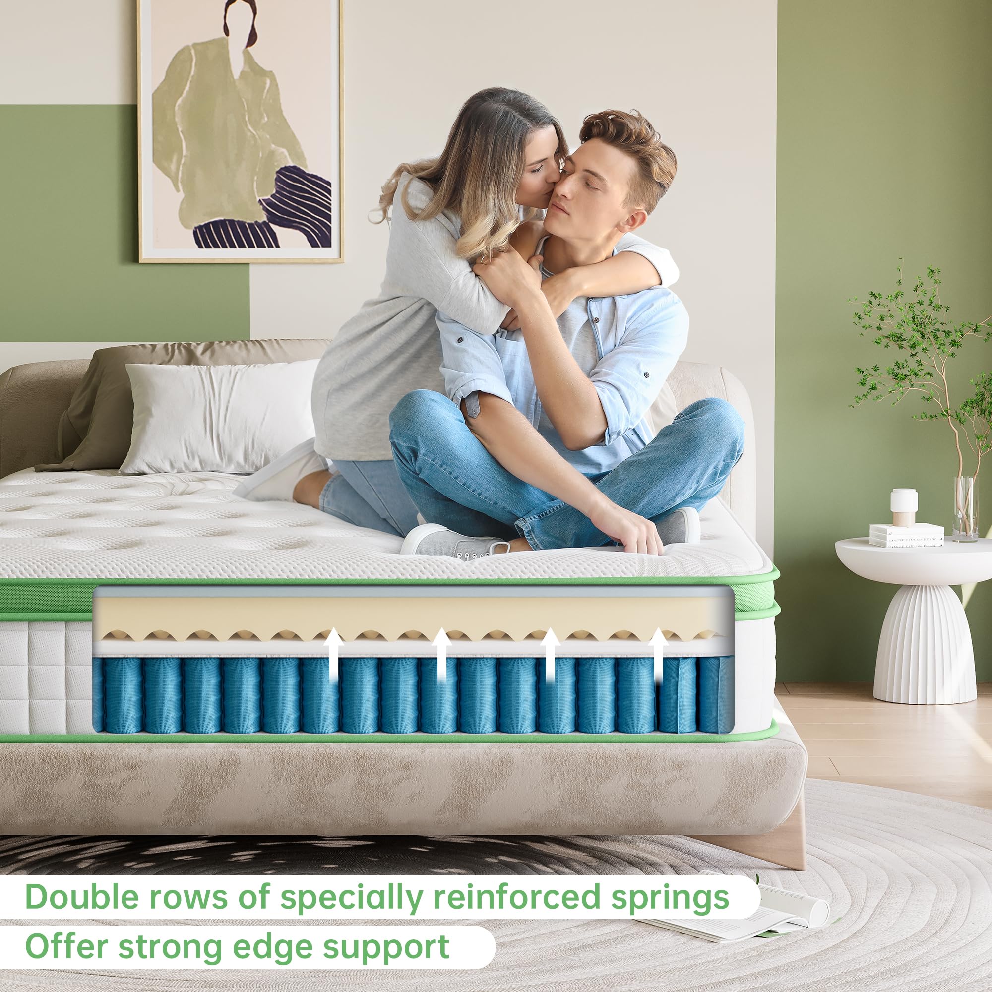 NIXNAP Double Size Mattress, 10 Inch Hybrid Mattress with Gel Memory Foam & Individually Pocket Spring, 9-Zone Orthopedic, Medium Firm for Pressure & Back Pain Relief, 135x190x25cm