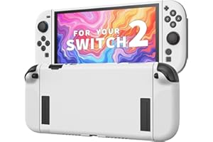 JEMDO Textured Grip Protective Case Compatible with Nintendo Switch 2 (2025) Only – White Matte Shockproof TPU Shell with Anti-Slip Handles, Ergonomic & Comfort Slim Back Cover