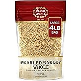 Spicy World Pearl Barley (Whole) Grain 4 LB Jumbo Bag - USA Grown (64oz) - All Natural, Non-GMO Source, Resealable