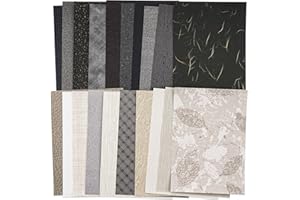 ARTSMONA 20 Sheets Textured Scrapbook Paper Assorted Set - Mixed Special Craft Paper for Scrapbooking Junk Journaling Supplies Bullet Journal Planner Collage Card Embellishments 5.8x8.3 Inch A5 (Black & Gray)