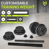 Gallant 20Kg Adjustable Dumbbells Set 2 in 1 Barbell Home Gym Black view 3