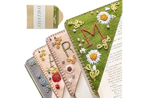 GENERIC Dalianlc 26 Letters Personalized Hand Embroidered Corner Bookmark Cute Flower Embroidery Corner Book Marker Handmade Stitched Felt Triangle Corner for Book Reading Lovers Gift (S, Summer)