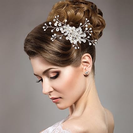 Hair Pins Silver Champaign Bride Groom Wedding Day Beads