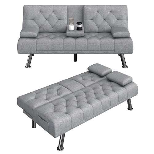 HIFIT Futon Sofa Bed, Upholstered Convertible Folding Sleeper Sofa Bed ...