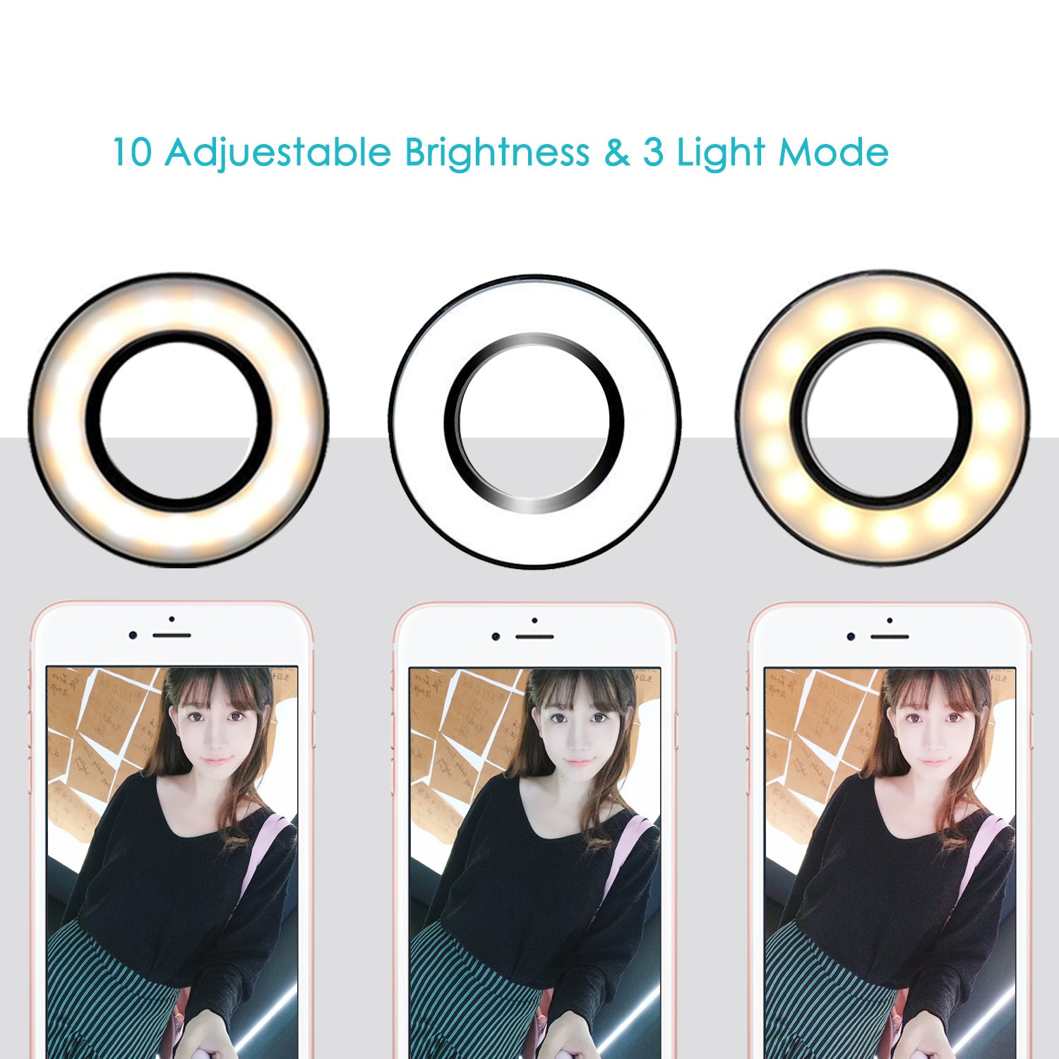 SHEKAR Dimmable Selfie Ring light with Cell Phone Holder | Flexible Mobile Phone Clip Holder Lazy Bracket Desk Lamp with Clip| Perfect for Live Stream, Youtube, Facebook