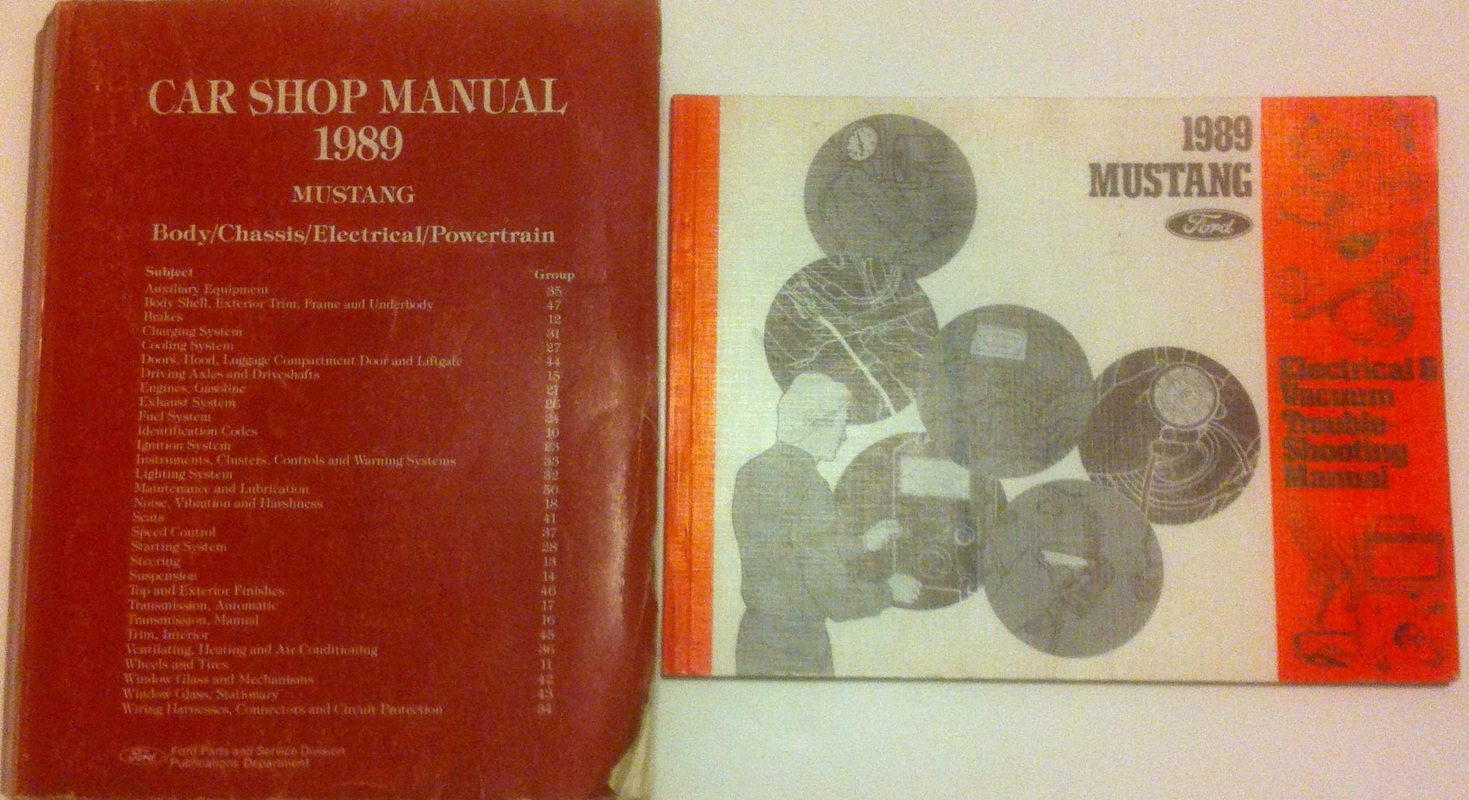 1989 Ford Mustang 2-Vol. Set of Factory Shop Service Repair Manuals  (Includes the Body/Chassis/Electrical/Powertrain Manual; and the Electrical  & Vacuum ...