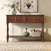 ARTPOWER 47" Mid-Century Console Table, 2 Drawers and Open Shelf, Brown | Entryway Table with Storage, Narrow Behind Couch Table for Living Room, Foyer, Hallway