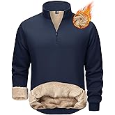 TACVASEN Men's Quarter Zip Fleece Pullover Sweatshirts Sherpa Lined Heavy weight Winter Shirts Thermal Warm Sweaters