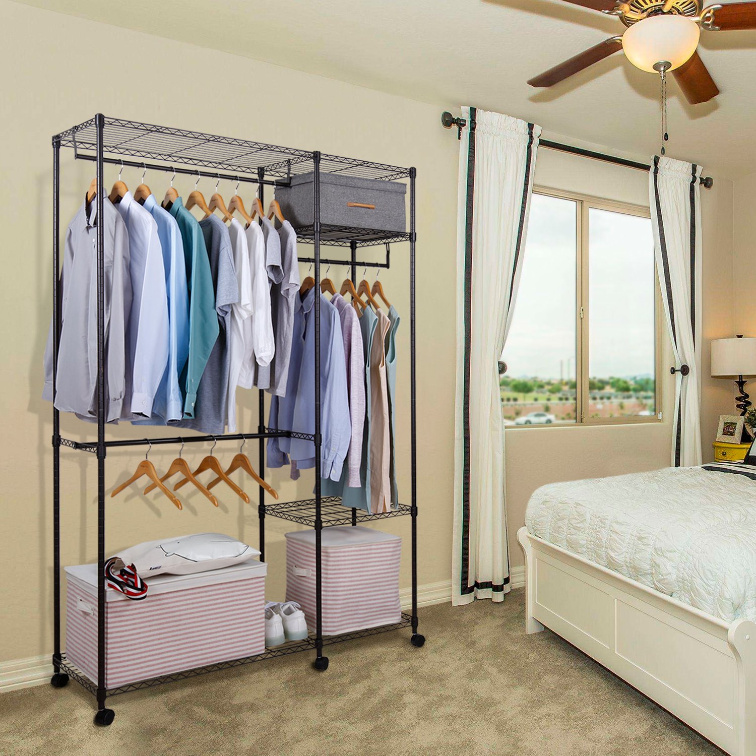 Lifewit FreeStanding Closet Garment Rack Heavy Duty Clothes Wardrobe