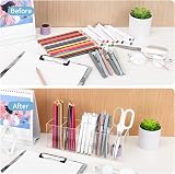 Uquelic 5-Compartment Clear Acrylic Pen Organizer Desktop Tidy view 4