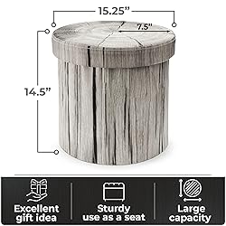 Sorbus Tree Stump Stool, Storage Ottoman 15 Inch