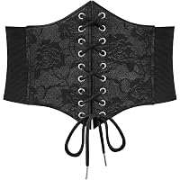 Lace-up Cinch Belt, Women Black Corset Waist Belt, Tied  display picture 2