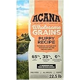 ACANA Wholesome Grains Dry Dog Food Puppy Recipe 22.5lb Bag | Fresh or Raw Ingredients, High Protein, Made in the USA, Includes Probiotics, Free-Run Poultry, Real Chicken, Grain Free