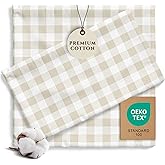 Pobibaby - Premium Twin Fitted Sheet, Flat Sheet with Pillow case - Ultra-Soft Cotton Blend, Stylish Woodland Pattern, Deep Pockets - Twins Sheets - 3 PC (Gingham Khaki)