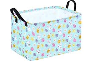 DUYIY Easter Gift Basket Eggs Storage Basket Kids Toys Storage Basket Organizer Box Clothes Laundry Hamper Bunny Nursery Basket with Handles