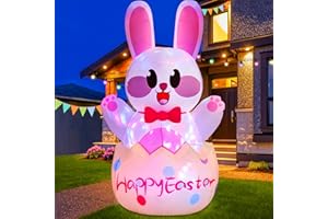 Danxilu 4 FT Easter Inflatables Outdoor Decorations, Inflatable Easter Bunny Blow up Yard Decoration Built-in Corlorful Rotating LEDs & Poweful Blower for Holiday Party Indoor Home Garden Lawn Décor