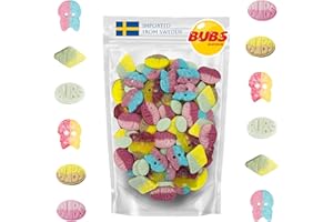 Bubs Swedish Candy Mix (1 LB) Assortment Bag – Tutti Frutti, Dizzy Skull, Banana, Strawberry Pomegranate, Cool Fruity Pear & Big Sour Skull – Sweet & Sour Swedish Gummies – Imported from Sweden & Packed in a Svenska Imports bag.