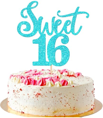 Sweet 16 Gold Glitter Cake Topper – Doppelseitig Glitzernd, Aus Acryl, Ca. 13x13 Cm, Made In USA