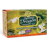 Dragon Herbs Spring Dragon Longevity Tea - Adaptogenic Gynostemma Leaf Herbal Tea Infused with Schizandra Berry, Goji Berry, Astragalus Root, Eleuthero Root, Luo Han Guo Fruit &ndash; Immune Support, Calming, Invigorating, Energy, Soothing, Digestion Support, Caffeine Free - 20 Individually Wrapped Bags, Makes 60 servings