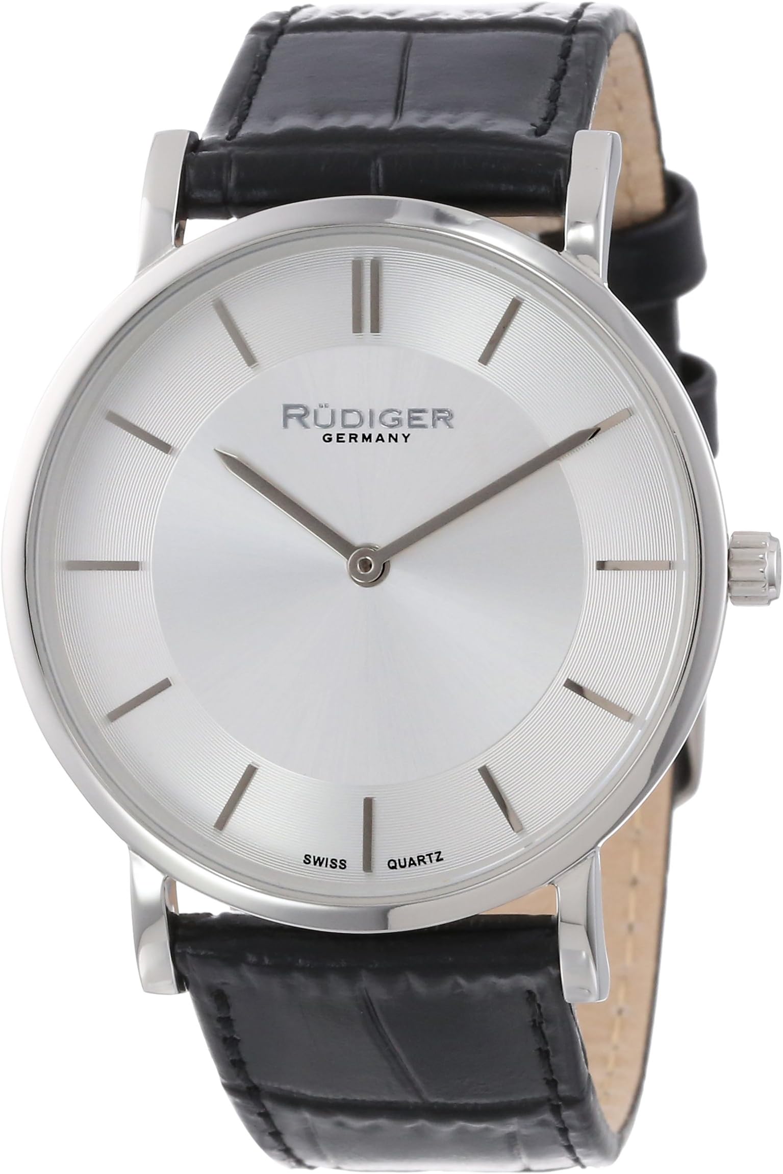 Rudiger Men's R2400-04-001 Kassel Stainless Steel Watch with Black Leather Band