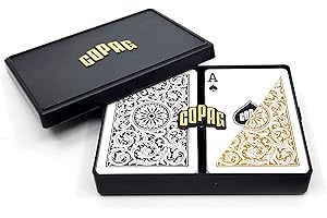 Copag 1546 Design 100% Plastic Playing Cards, Bridge Size (Narrow) Black/Gold (Standard Index, 1 Set)