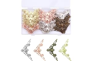 Olldag 100PCS Metal Book Corner Protectors, Vintage Iron Guard Edge Cover, Antique Book Scrapbooking Corner Protector, Menus Album Decorative for Desk Jewelry Case Box Gift (4 Colors)