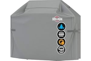 Grillman Grill Cover, BBQ Outdoor Grill Covers, Charcoal, Gas Grills, Waterproof, Rip-Proof, Weather-Resistant, Anti-UV, Barbecue Cover for Weber, Genesis, Charbroil, Nexgrill, etc (Gray, 58 Inch)