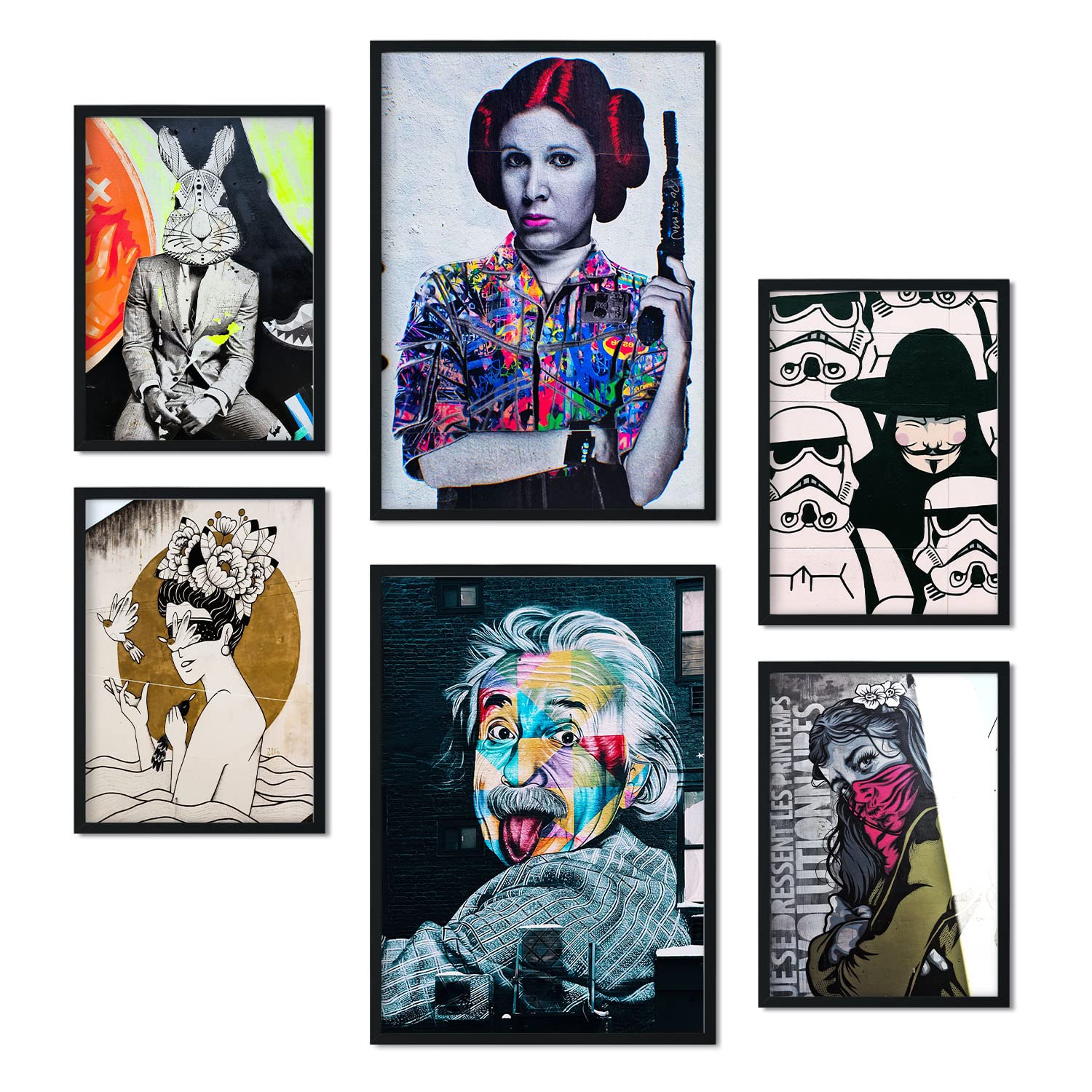 Nacnic - 6 sets of photographic Prints Street Art - Mural printing urban pop art - modern decorative Prints Banksy - A3 and A4 - Unframed — image 1