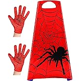 Geyoga 1 Spider Cape, 1 Pair of Spider Web Gloves Costume for Halloween Christmas Birthday Costume Party Performance(27.5 x 43.3'')