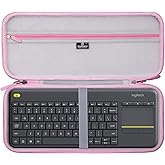 Tourmate Hard Storage Case for Logitech K400 Plus/MX Mechanical Mini Wireless Keyboard - Travel Case for Logitech POP Keys Touch TV/Keychron K1 Keyboard (Box Only)(Gray + Pink)