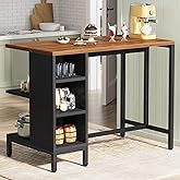 Tribesigns Kitchen Island, Kitchen Shelf Bar Table with 5 Open Storage Shelves and Large Worktop, Industrial Butcher Block Is