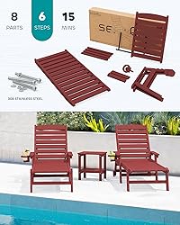 SERWALL Patio Chaise Lounge Chair, 78'' Long HDPE