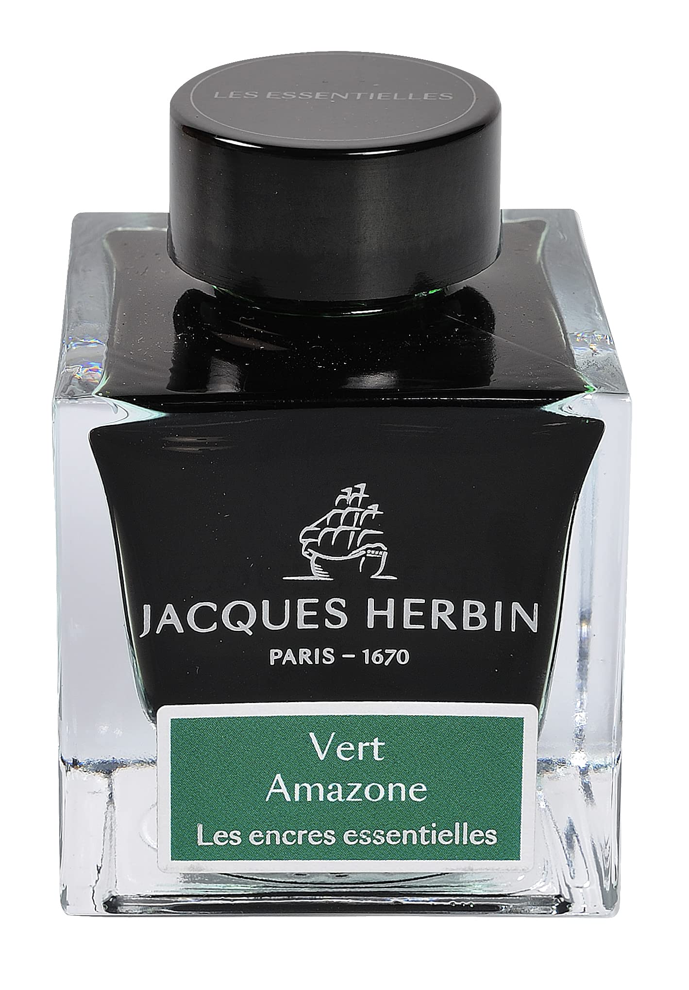 Jacques Herbin 13137JT - 50 ml ink bottle for fountain pens and rollerballs, Vert Amazone/ Amazon green colour - Made in France - Calligraphy - Writing