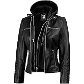 fjackets Leather Jacket Women - Real Lambksin Leather Jackets For Womens With Removable Hood
