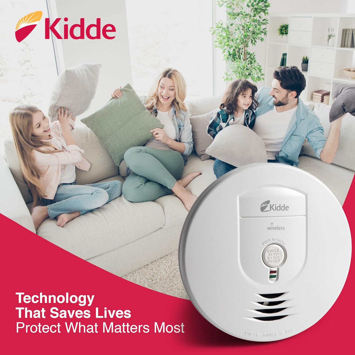 Kidde 21026044 Wireless Interconnect Battery Operated Smoke Detector Alarm | - - 