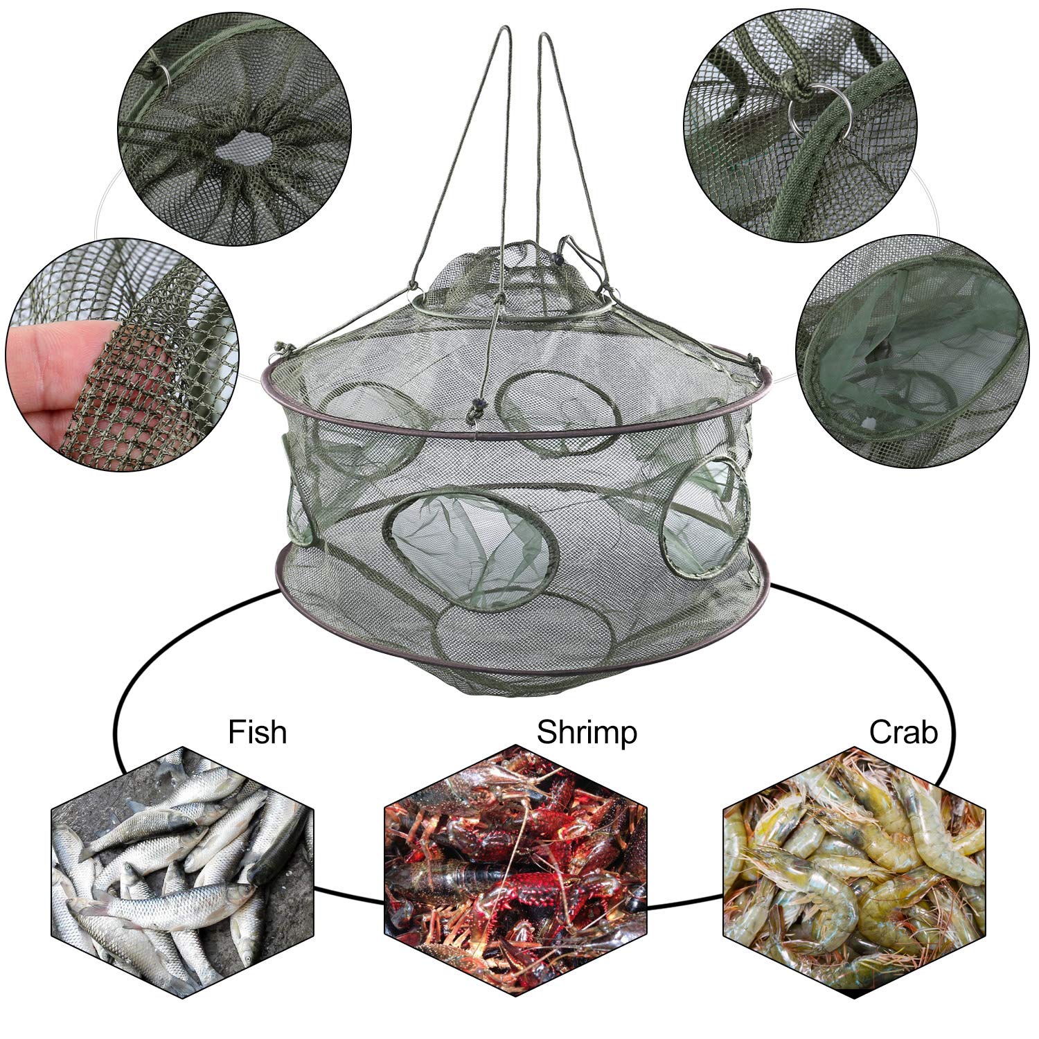 YONGZHI Crab Trap,Minnow Traps,Shrimp Trap,Fishing Bait Traps,Crayfish Trap,Portable Folded Fish