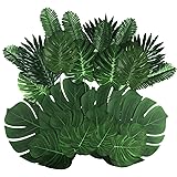 112Pieces 7 Kinds Artificial Palm Leaves Golden