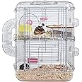 Small Hamster Cages and Habitats, Rat Cage with Hamster Accessories Including Ball，Food Dish, Water Bottle，Small Animal Cage and Playpen, 12.5 * 7.4 * 15.7 in