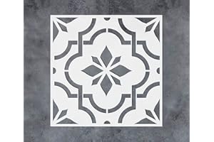 G GSS DESIGNS GSS Designs Reusable Tile Stencils 12x12Inch Laser Cut Painting Stencils for Floor Wall Fabric Furniture Decorative Concrete Stencil for Patio