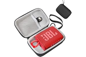 GeeRic Hard Case Compatible with JBL GO3, EVA Case for Protection and Outdoor, Black Case with Gray Liner