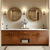 High QLO Bathroom Vanity - Floating Bathroom Vanity with Double Sinks Includes Solid Wood Cabinet & Round Mirror|American Cou