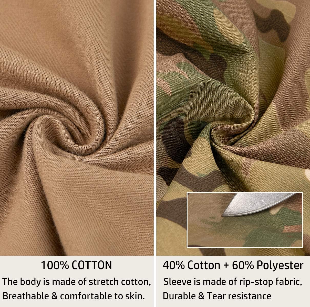 NAVEKULL Men's Tactical Combat Shirt Camo Long Sleeve Military Army Assault Pullover Airsoft T-Shirt: Sports & Outdoors