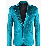 COOFANDY Men's Velvet Blazer Notched Lapel Velour Suit Jacket One Button Tuxedo Jackets for Wedding Prom Party Dinner