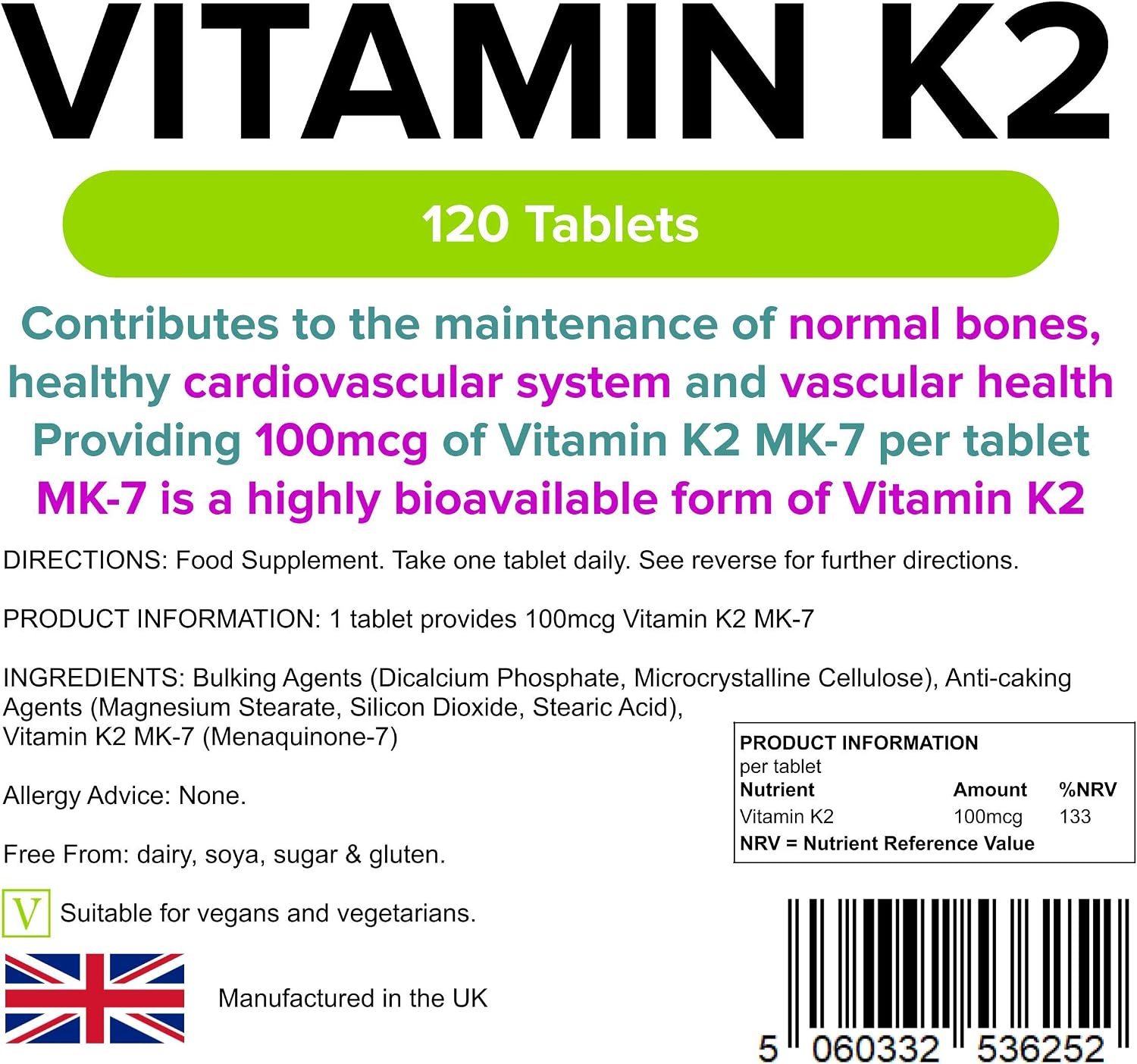 Lindens, Vitamin K2 200mcg, 120 Tablets, 1 a Day, UK Made, Highly Bioavailable, Bone, Vascular Health & Cardiovascular System - Image 4